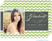 Tumbalina Graduation Invitations/Announcements - Graduate Script Chevron (Green - Photo) (Grad Sale