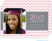Tumbalina Graduation Invitations/Announcements - Graduate Classic Chevron (Pink - Photo) (Grad Sale