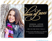 Tumbalina Graduation Invitations/Announcements - Grad Glitter Script (Black & Gold - Photo) (Grad Sa