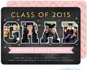 Tumbalina Graduation Invitations/Announcements - Grad Photo Letters (Chalkboard Pink - Photo) (Grad