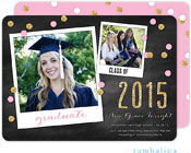 Tumbalina Graduation Invitations/Announcements - Grad Confetti Snapshots (Chalkboard Pink - Photo) (