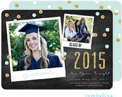 Tumbalina Graduation Invitations/Announcements - Grad Confetti Snapshots (Chalkboard Blue - Photo) (