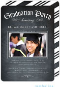 Tumbalina Graduation Invitations/Announcements - Grad Diploma Party (Chalkboard Black - Photo) (Grad