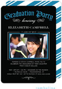 Tumbalina Graduation Invitations/Announcements - Grad Diploma Party (Chalkboard Blue - Photo) (Grad