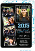Tumbalina Graduation Invitations/Announcements - Grad Chalkboard Snapshots (Blue Caps - Photo)