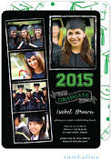 Tumbalina Graduation Invitations/Announcements - Grad Chalkboard Snapshots (Green Caps - Photo)