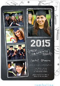 Tumbalina Graduation Invitations/Announcements - Grad Chalkboard Snapshots (Gray Caps - Photo)