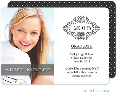 Tumbalina Graduation Invitations/Announcements - Grad Crest White (Digital Photo Announcement) (Grad Tumbalina Graduation Invitations/Announcements - Grad Crest White (Digital Photo Announcement) (Grad
