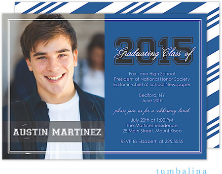 Tumbalina Graduation Invitations/Announcements - Grad Script Blue (Digital Photo Invitation) (Grad S