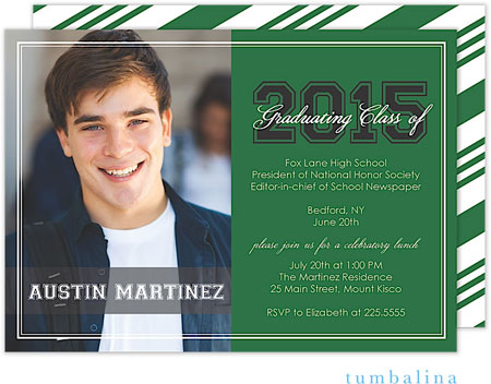 Tumbalina Graduation Invitations/Announcements - Grad Script Green (Digital Photo Invitation) (Grad