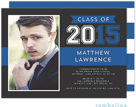 Tumbalina Graduation Invitations/Announcements - Grad Stacked Flag Blue (Digital Photo) (Grad Sale 2