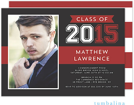 Tumbalina Graduation Invitations/Announcements - Grad Stacked Flag Red (Digital Photo) (Grad Sale 20