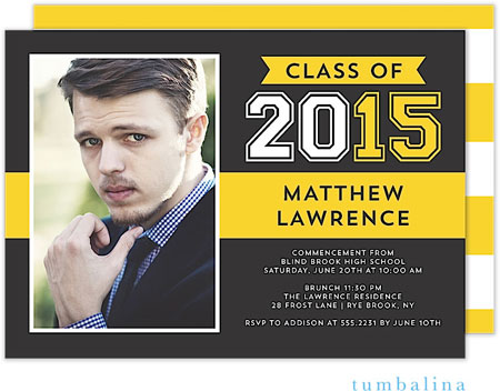 Tumbalina Graduation Invitations/Announcements - Grad Stacked Flag Yellow (Digital Photo) (Grad Sale