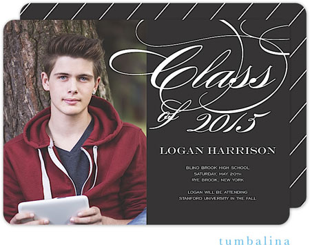 Tumbalina Graduation Invitations/Announcements - Grad Class Swirls Black (Digital Photo) (Grad Sale