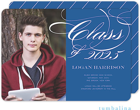 Tumbalina Graduation Invitations/Announcements - Grad Class Swirls Blue (Digital Photo) (Grad Sale 2