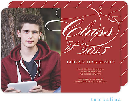 Tumbalina Graduation Invitations/Announcements - Grad Class Swirls Red (Digital Photo) (Grad Sale 20