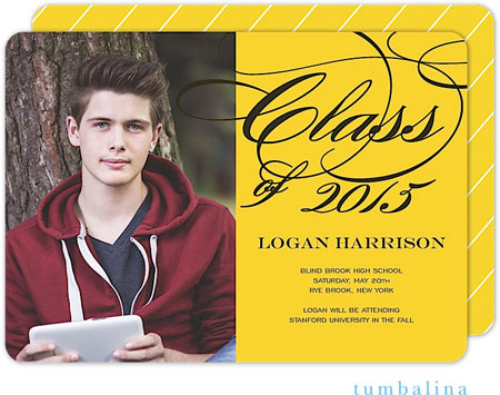 Tumbalina Graduation Invitations/Announcements - Grad Class Swirls Yellow (Digital Photo) (Grad Sale