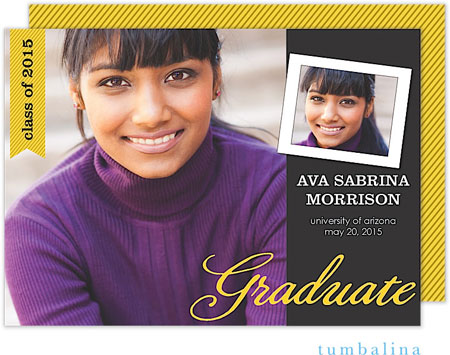 Tumbalina Graduation Invitations/Announcements - Grad Class Flag Snapshot Yellow (Digital Photo) (Gr