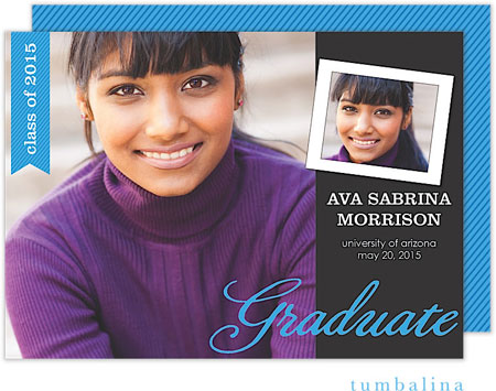 Tumbalina Graduation Invitations/Announcements - Grad Class Flag Snapshot Blue (Digital Photo) (Grad