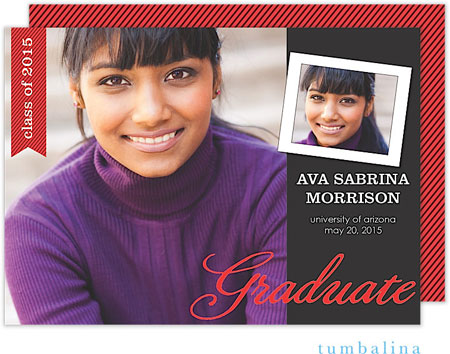 Tumbalina Graduation Invitations/Announcements - Grad Class Flag Snapshot Red (Digital Photo) (Grad Tumbalina Graduation Invitations/Announcements - Grad Class Flag Snapshot Red (Digital Photo) (Grad