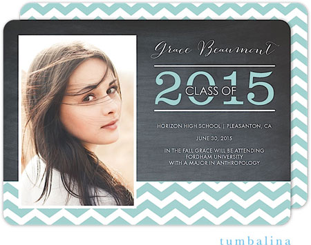 Tumbalina Graduation Invitations/Announcements - Grad Chevron Chalkboard Blue (Digital Photo) (Grad