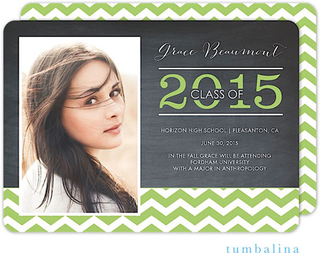 Tumbalina Graduation Invitations/Announcements - Grad Chevron Chalkboard Green (Digital Photo) (Grad