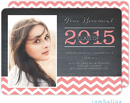 Tumbalina Graduation Invitations/Announcements - Grad Chevron Chalkboard Pink (Digital Photo) (Grad