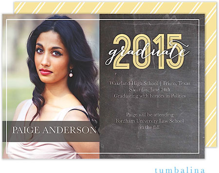 Tumbalina Graduation Invitations/Announcements - Grad Chalkboard Script Yellow (Digital Photo) (Grad Tumbalina Graduation Invitations/Announcements - Grad Chalkboard Script Yellow (Digital Photo) (Grad