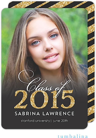 Tumbalina Graduation Invitations/Announcements - Grad Glittery Black (Digital Photo) (Grad Sale 2022