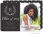 Tumbalina Graduation Invitations/Announcements - Grad Laurel Wreath Monogram Black (Digital Photo) (