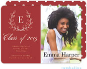 Tumbalina Graduation Invitations/Announcements - Grad Laurel Wreath Monogram Red (Digital Photo) (Gr