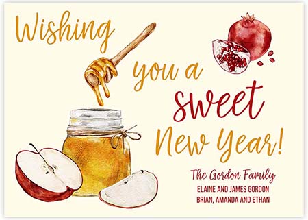 Jewish New Year Cards by Three Bees (Sweet Honey Watercolor)