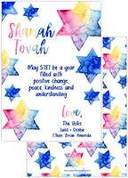 Jewish New Year Cards by Three Bees (Watercolor Stars of David)