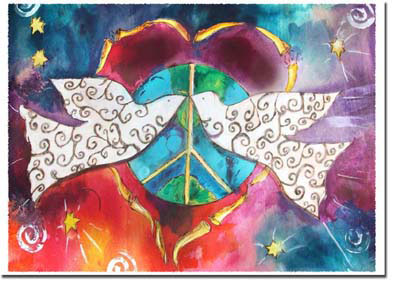 Jewish New Year Cards by Michele Pulver/Another Creation - Filigree Doves