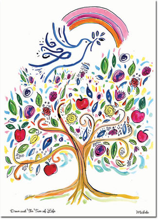 Jewish New Year Cards by Michele Pulver/Another Creation - Dove and the Tree of Life Jewish New Year Cards by Michele Pulver/Another Creation - Dove and the Tree of Life