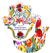 Jewish New Year Cards by Michele Pulver/Another Creation - Hamsa Poms & Flowers