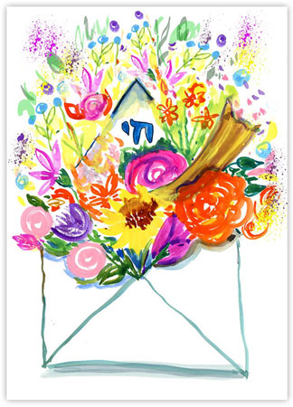 Jewish New Year Cards by Michele Pulver/Another Creation - Flowers Make Me Chai Jewish New Year Cards by Michele Pulver/Another Creation - Flowers Make Me Chai