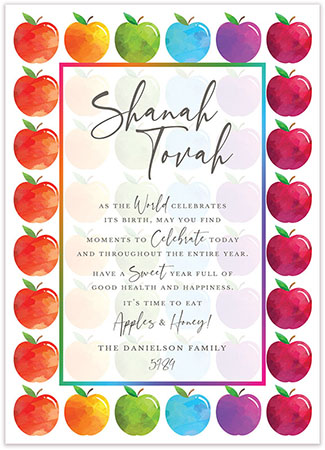 Jewish New Year Greeting Cards by PicMe Prints (Colorful Apples)