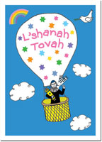 Jewish New Year Cards by Just Mishpucha - Rabbi in Balloon