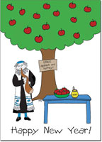 Jewish New Year Cards by Just Mishpucha - Rabbi Under Apple Tree