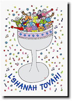 Jewish New Year Cards by Just Mishpucha - People in Kiddish Cup