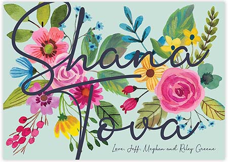 Jewish New Year Cards by Piper Fish Designs (Floral Blooms)