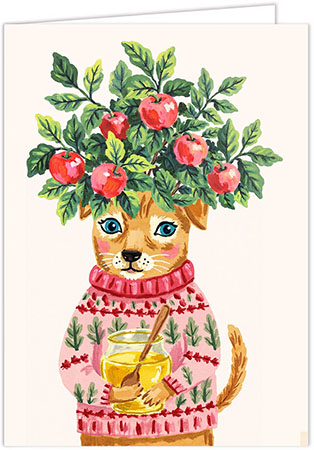 Jewish New Year Cards by Piper Fish Designs (Dog With Apples And Honey)