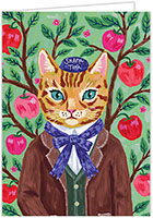 Jewish New Year Cards by Piper Fish Designs (Cat With Apple Tree)
