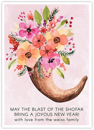 Jewish New Year Cards by Piper Fish Designs (Floral Shofar)