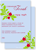 Jewish New Year Cards by Take Note Designs (Pomegranate Green Branch on Blue)