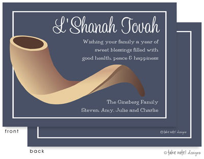 Jewish New Year Cards by Take Note Designs (Blue Frame Shofar)
