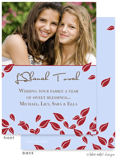 Jewish New Year Cards by Take Note Designs (Red Leaf)