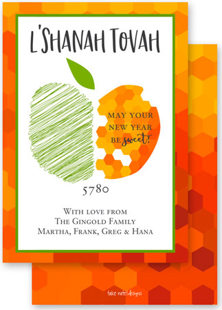 Jewish New Year Cards by Take Note Designs (Honeycomb Apple)