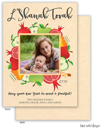 Photo Jewish New Year Cards by Take Note Designs (Bountiful Blessing Square)